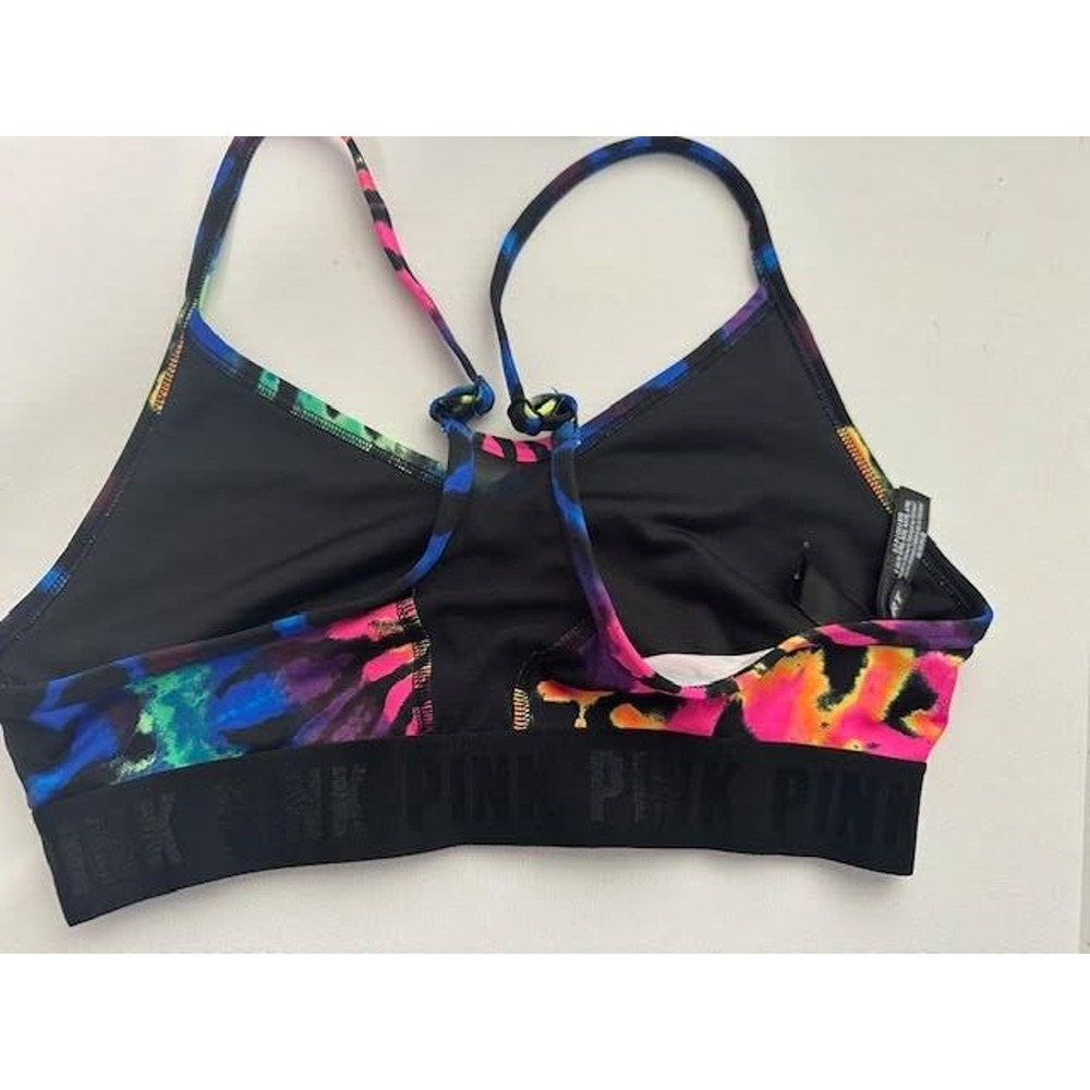 Lot of 2 PINK Victoria's Secret Sports Bras Small Tie Dye Blue Strappy - Picture 8 of 9